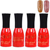 4tlg OV Red Bottle Soak-off UV Gel Set Top Coat Base 2 UV Gel Farbe Builder Gel (No.165-166,  15 ml)