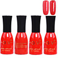 4tlg OV Red Bottle Soak-off UV Gel Set Top Coat Base 2 UV Gel Farbe Builder Gel (No.29-30,  15 ml)