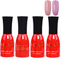 4tlg OV Red Bottle Soak-off UV Gel Set Top Coat Base 2 UV Gel Farbe Builder Gel (No.43-44,  15 ml)