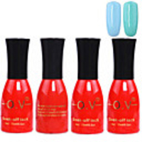 4tlg OV Red Bottle Soak-off UV Gel Set Top Coat Base 2 UV Gel Farbe Builder Gel (No.61-62,  15 ml)