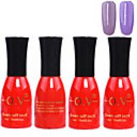 4tlg OV Red Bottle Soak-off UV Gel Set Top Coat Base 2 UV Gel Farbe Builder Gel (No.69-70,  15 ml)