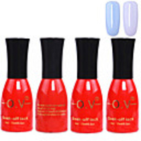 4tlg OV Red Bottle Soak-off UV Gel Set Top Coat Base 2 UV Gel Farbe Builder Gel (No.71-72,  15 ml)