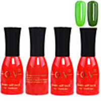 4tlg OV Red Bottle Soak-off UV Gel Set Top Coat Base 2 UV Gel Farbe Builder Gel (No.77-78,  15 ml)