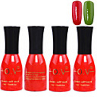 4tlg OV Red Bottle Soak-off UV Gel Set Top Coat Base 2 UV Gel Farbe Builder Gel (No.85-86,  15 ml)