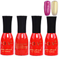 4tlg OV Red Bottle Soak-off UV Gel Set Top Coat Base 2 UV Gel Farbe Builder Gel (No.99-100,  15 ml)