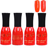 4tlg OV Red Bottle Soak-off UV Gel Set Top Coat Base 2 UV Gel Farbe Builder Gel (Nr.11-12,  15 ml)
