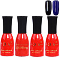 4tlg OV Red Bottle Soak-off UV Gel Set Top Coat Base 2 UV Gel Farbe Builder Gel (Nr.143-144,  15 ml)