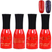 4tlg OV Red Bottle Soak-off UV Gel Set Top Coat Base 2 UV Gel Farbe Builder Gel (Nr.163-164,  15 ml)