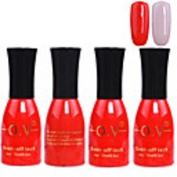 4tlg OV Red Bottle Soak-off UV Gel Set Top Coat Base 2 UV Gel Farbe Builder Gel (Nr.25-26,  15 ml)