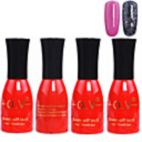4tlg OV Red Bottle Soak-off UV Gel Set Top Coat Base 2 UV Gel Farbe Builder Gel (Nr.27-28,  15 ml)