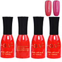 4tlg OV Red Bottle Soak-off UV Gel Set Top Coat Base 2 UV Gel Farbe Builder Gel (Nr.33-34,  15 ml)