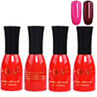 4tlg OV Red Bottle Soak-off UV Gel Set Top Coat Base 2 UV Gel Farbe Builder Gel (Nr.5-6,  15 ml)