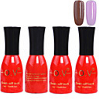 4tlg OV Red Bottle Soak-off UV Gel Set Top Coat Base 2 UV Gel Farbe Builder Gel (Nr.55-56,  15 ml)
