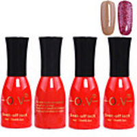 4tlg OV Red Bottle Soak-off UV Gel Set Top Coat Base 2 UV Gel Farbe Builder Gel (Nr.59-60,  15 ml)