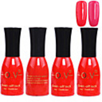 4tlg OV Red Bottle Soak-off UV Gel Set Top Coat Base 2 UV Gel Farbe Builder Gel (Nr.73-74,  15 ml)