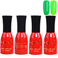 4tlg OV Red Bottle Soak-off UV Gel Set Top Coat Base 2 UV Gel Farbe Builder Gel (Nr.75-76,  15 ml)