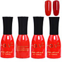 4tlg OV Red Bottle Soak-off UV Gel Set Top Coat Base 2 UV Gel Farbe Builder Gel (Nr.9-10,  15 ml)