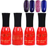 4tlg OV Tränken-weg-Flasche Rot-Süßigkeit mischte Farben UV Color Gel Polish Set (No.121-124,  15 ml)