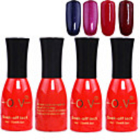 4tlg OV Tränken-weg-Flasche Rot-Süßigkeit mischte Farben UV Color Gel Polish Set (No.125-128,  15 ml)
