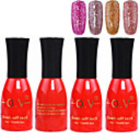 4tlg OV Tränken-weg-Flasche Rot-Süßigkeit mischte Farben UV Color Gel Polish Set (No.165-168,  15 ml)