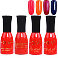 4tlg OV Tränken-weg-Flasche Rot-Süßigkeit mischte Farben UV Color Gel Polish Set (No.81-84,  15 ml)