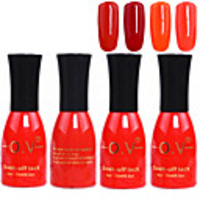 4tlg OV Tränken-weg-Flasche Rot-Süßigkeit mischte Farben UV Color Gel Polish Set (NO.9-12,  15 ml)