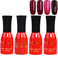 4tlg OV Tränken-weg-Flasche Rot-Süßigkeit mischte Farben UV Color Gel Polish Set (Nr.129-132,  15 ml)