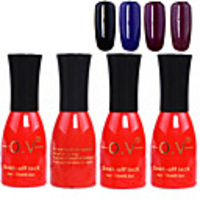 4tlg OV Tränken-weg-Flasche Rot-Süßigkeit mischte Farben UV Color Gel Polish Set (Nr.141-144,  15 ml)