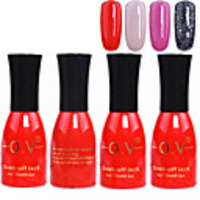 4tlg OV Tränken-weg-Flasche Rot-Süßigkeit mischte Farben UV Color Gel Polish Set (Nr.25-28,  15 ml)