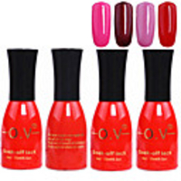 4tlg OV Tränken-weg-Flasche Rot-Süßigkeit mischte Farben UV Color Gel Polish Set (Nr.5-8,  15 ml)