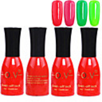 4tlg OV Tränken-weg-Flasche Rot-Süßigkeit mischte Farben UV Color Gel Polish Set (Nr.73-76,  15 ml)