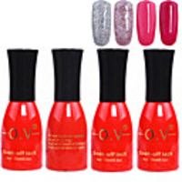 4tlg OV Tränken-weg Red Bottle Süßigkeit mischte Farben UV Color Gel Polish Set (Nr.1-4,  15 ml)