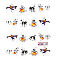 4tlg Wassertransferdruck Cartoon Kürbis Monster Muster Nail Sticker