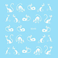 4tlg Weiß Nail Art Sticker Tiere