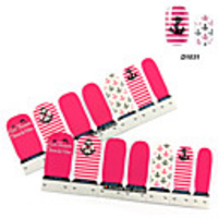 4x7PCS Cartoon Rosa Boots-Anker-Muster Nail Art Sticker