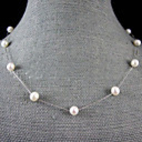 7-8mm natürlichen Süßwasser-Perlenkette mit Silber-Kette - 18 Zoll (weitere Farben)