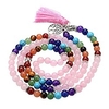 7 Chakra Buddha Mala Gebetsperlen 108 Meditation Heilung mehrschichtiges Armband / Halskette mit Baum des Lebens Quaste Charme (Rosenquarz) Lightinthebox
