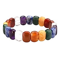 7 Chakra getrommelt Edelstein Facted 14mm ovale Perlen Stretch Armband 7, 5 Unisex