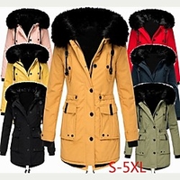 7 farbe winter neue frauen wintermantel warme verdickte pufferfleecejacke mode lässiger stil langarm gepolsterte jacke fester crago kordelzug mantel tunika langer gepolsterter pelzmantel plus größe s-5xl Lightinthebox