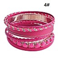 7 PCS Leather And Alloy Armb?nder Set (verschiedene Farben)