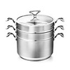 7 QT 3-Schichten-Struktur Edelstahl Multi-T?pfe,  W24cm x L35cm x H20cm