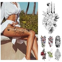 7 stücke wasserdicht temporäre tattoo aufkleber blume rose flash tattoos lalash tattoos schlange löwe körperkunst arm gefälschte hülse tatoo frauen Lightinthebox