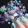 7 Stk. Stz Nail Art 7 Weihnachtsmodelle in Laser Schneeflocken Flocken Flaschen Winter Nagel Illusion neigen Pailletten