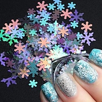 7 Stk. Stz Nail Art 7 Weihnachtsmodelle in Laser Schneeflocken Flocken Flaschen Winter Nagel Illusion neigen Pailletten