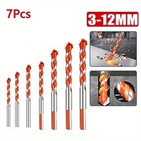 7-teiliges Hartmetallbohrer-Set mit 3–12 mm Durchmesser – perfekt zum Bohren von Fliesen,  Beton,  Ziegel,  Glas,  Kunststoff und Holz.