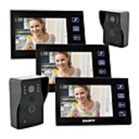 7 "Touch Key verdrahtete Farb-Video-Türsprechanlage mit SD Card Bild aufzeichnen,  Taking Foto (2 Kamera Um 3 Monitor)