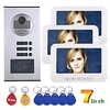 7 zoll 3 wohnung / familie video-türsprechanlage gegensprechanlage rfid ir-cut hd 1000tvl kamera türklingel kamera mit 3 knöpfen 3 monitor Lightinthebox