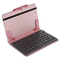 7 Zoll Bluetooth PU-Leder Ganzkörper-Fall mit Tastatur (Schwarz und Pink)