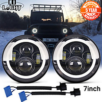 7 Zoll LED-Scheinwerfer drl Hi / Lo Beam Halo Ring Bernstein Engel Auge für Niva Motorrad Lada Offroad 2 Stk