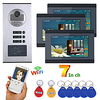 7 zoll verdrahtete wifi 3 wohnung / familie video-türsprechanlage gegensprechanlage rfid ir-cut hd 1000tvl kamera türklingel kamera mit 3 knöpfen 3 monitor Lightinthebox